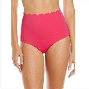 Chelsea.28 NWOT Women's Scallop High Waisted Bikini Bottoms Pink Bright Size XS